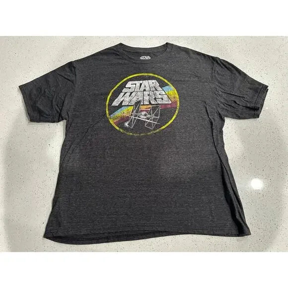 Star Wars Mens Size XTRA LARGE Heather Gray T-Shirt TIE Fighter Spaceship - Picture 1 of 4